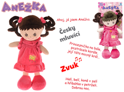 PANENKA ANEŽKA 36CM MLUVÍ ČESKY BRUNETA*