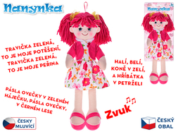 PANENKA NANYNKA ČERVENÁ 50CM MLUVÍ,ZPÍVÁ CZ